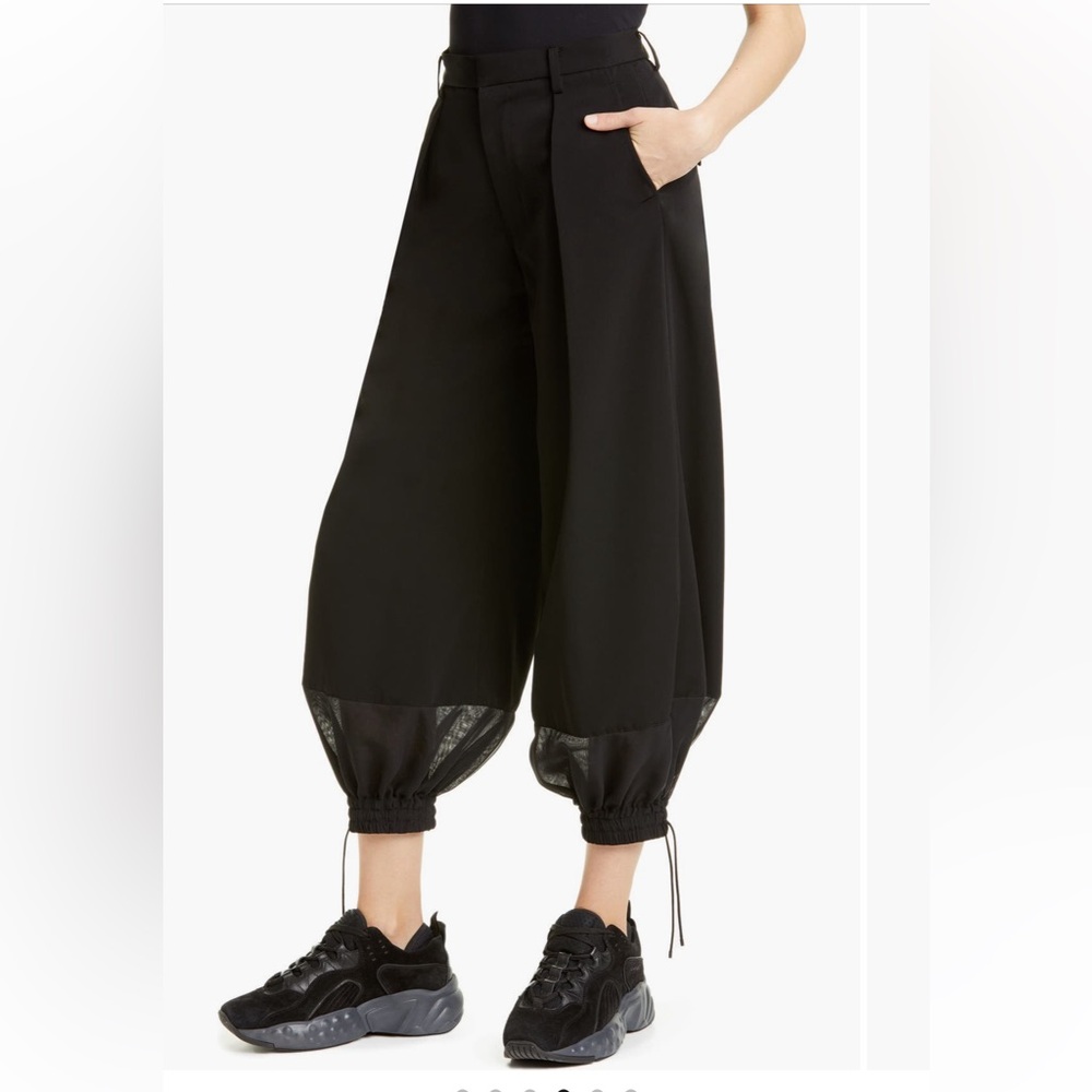 Comme des Garçons Black Wide-Leg Trousers Drawstring Cuff Sz M